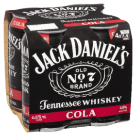 Jack Daniel’s 4.8% & Cola 4pk Varieties